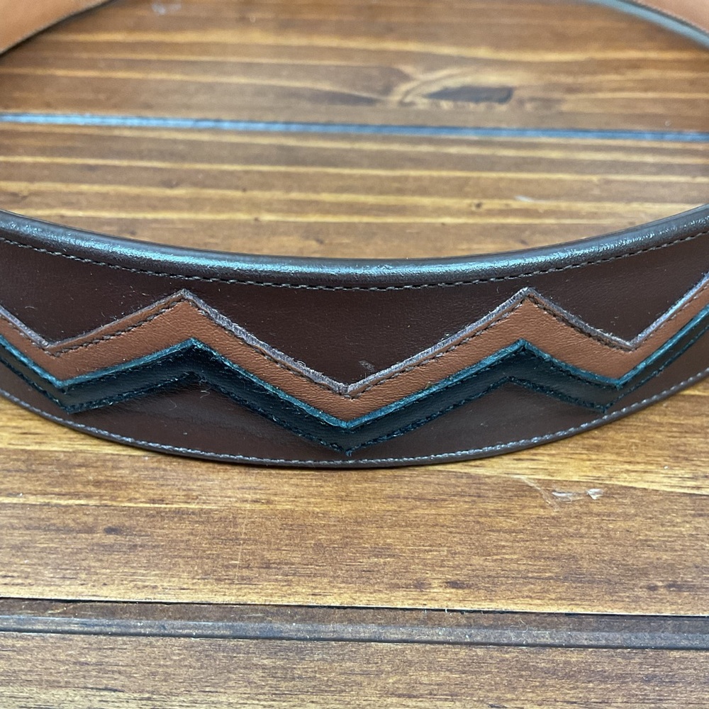 CUSTOM HANDMADE LEATHER INLAID BELT - Picture 2 of 10